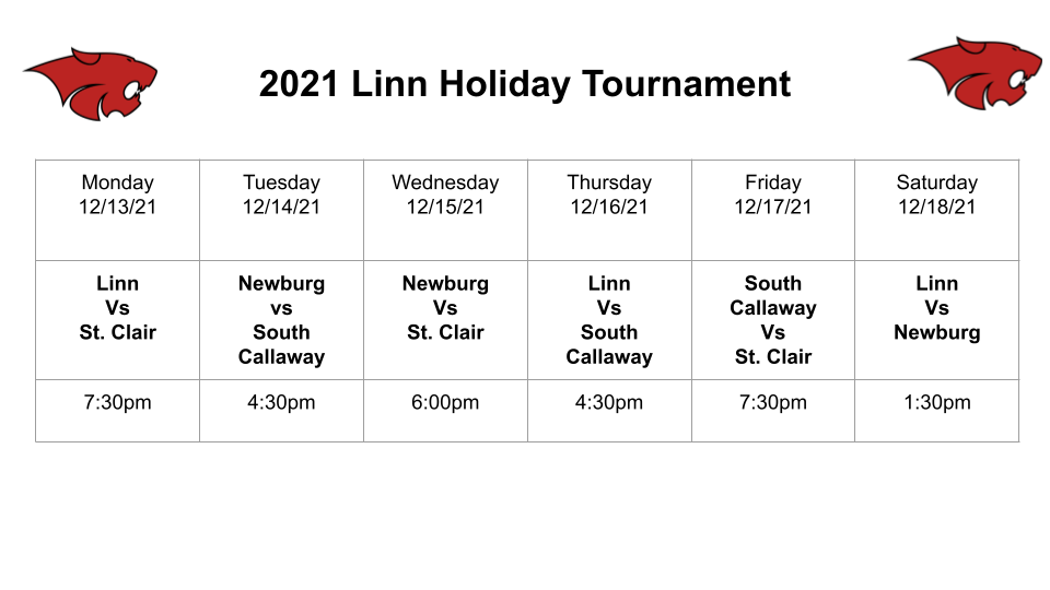 2021 Girls Linn Holiday Tournament Schedule
